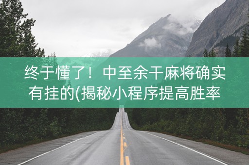 终于懂了！中至余干麻将确实有挂的(揭秘小程序提高胜率)