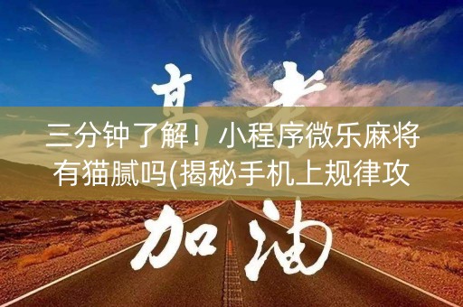 三分钟了解！小程序微乐麻将有猫腻吗(揭秘手机上规律攻略)