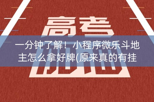 一分钟了解！小程序微乐斗地主怎么拿好牌(原来真的有挂呢)