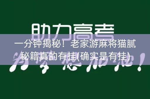 一分钟揭秘！老家游麻将猫腻秘籍真的有挂(确实是有挂)