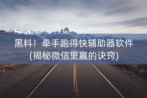 黑料！牵手跑得快辅助器软件(揭秘微信里赢的诀窍)