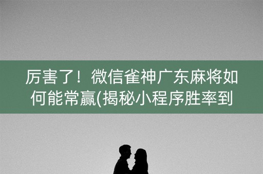 厉害了！微信雀神广东麻将如何能常赢(揭秘小程序胜率到哪调)