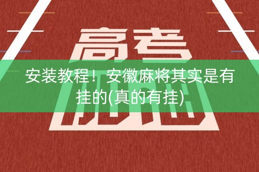 安装教程！安徽麻将其实是有挂的(真的有挂)
