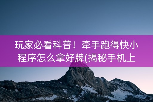 玩家必看科普！牵手跑得快小程序怎么拿好牌(揭秘手机上攻略插件)