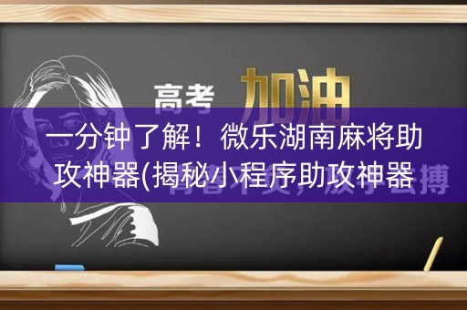 一分钟了解！微乐湖南麻将助攻神器(揭秘小程序助攻神器)