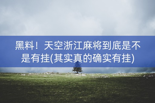 黑料！天空浙江麻将到底是不是有挂(其实真的确实有挂)