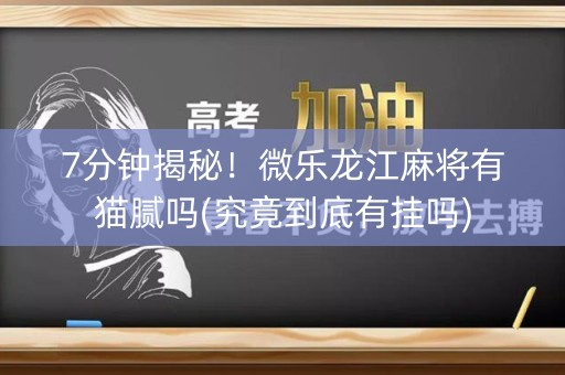 7分钟揭秘！微乐龙江麻将有猫腻吗(究竟到底有挂吗)