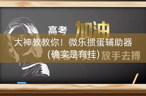 大神教教你！微乐掼蛋辅助器(确实是有挂)