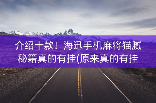 介绍十款！海迅手机麻将猫腻秘籍真的有挂(原来真的有挂)