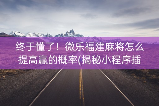 终于懂了！微乐福建麻将怎么提高赢的概率(揭秘小程序插件下载)