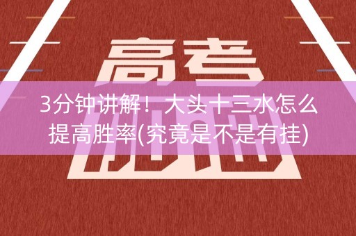 3分钟讲解！大头十三水怎么提高胜率(究竟是不是有挂)