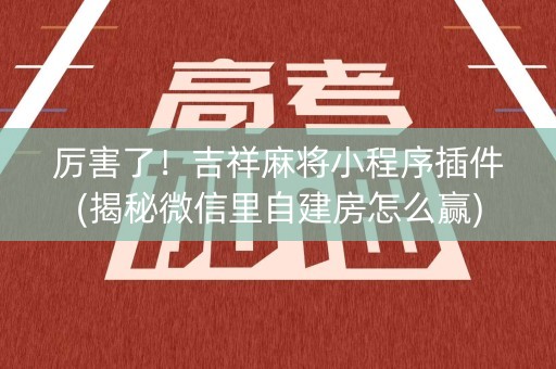 厉害了！吉祥麻将小程序插件(揭秘微信里自建房怎么赢)