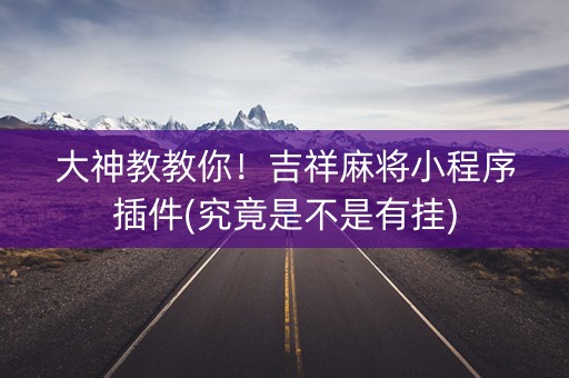 大神教教你！吉祥麻将小程序插件(究竟是不是有挂)