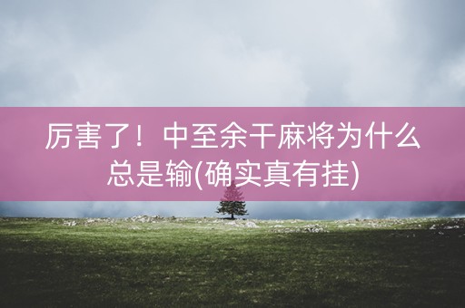 厉害了！中至余干麻将为什么总是输(确实真有挂)