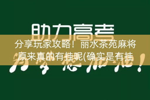 分享玩家攻略！丽水茶苑麻将原来真的有挂呢(确实是有挂)