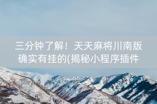 三分钟了解！天天麻将川南版确实有挂的(揭秘小程序插件免费)