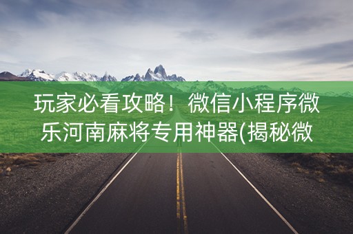 玩家必看攻略！微信小程序微乐河南麻将专用神器(揭秘微信里最新神器下载)