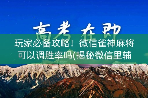 玩家必备攻略！微信雀神麻将可以调胜率吗(揭秘微信里辅牌器)