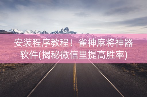 安装程序教程！雀神麻将神器软件(揭秘微信里提高胜率)
