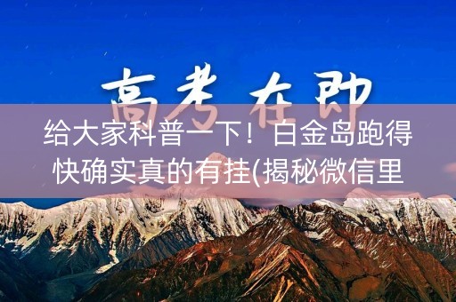 给大家科普一下！白金岛跑得快确实真的有挂(揭秘微信里助手软件)
