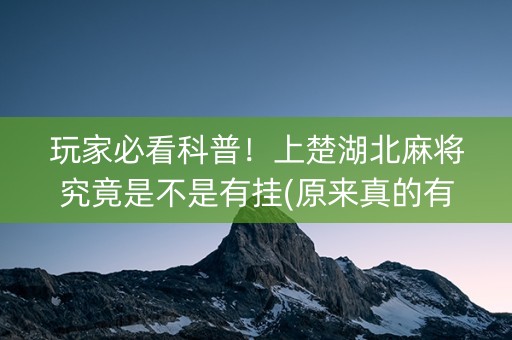 玩家必看科普！上楚湖北麻将究竟是不是有挂(原来真的有挂)