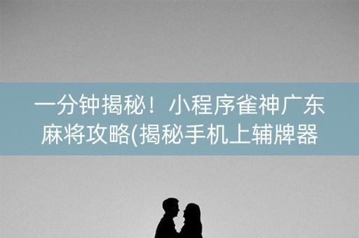 一分钟揭秘！小程序雀神广东麻将攻略(揭秘手机上辅牌器)