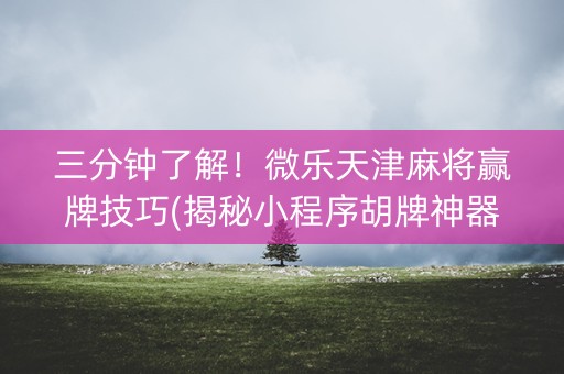 三分钟了解！微乐天津麻将赢牌技巧(揭秘小程序胡牌神器)