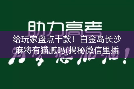 给玩家盘点十款！白金岛长沙麻将有猫腻吗(揭秘微信里插件购买)