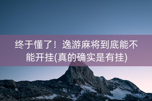 终于懂了！逸游麻将到底能不能开挂(真的确实是有挂)