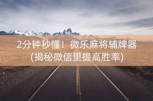 2分钟秒懂！微乐麻将辅牌器(揭秘微信里提高胜率)