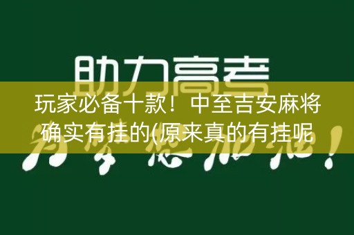 玩家必备十款！中至吉安麻将确实有挂的(原来真的有挂呢)