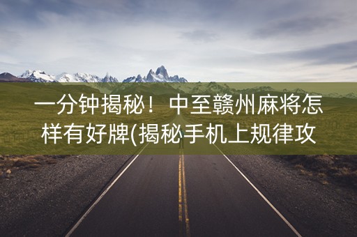 一分钟揭秘！中至赣州麻将怎样有好牌(揭秘手机上规律攻略)