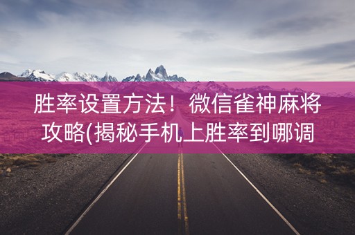 胜率设置方法！微信雀神麻将攻略(揭秘手机上胜率到哪调)