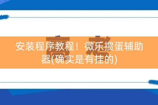 安装程序教程！微乐掼蛋辅助器(确实是有挂的)