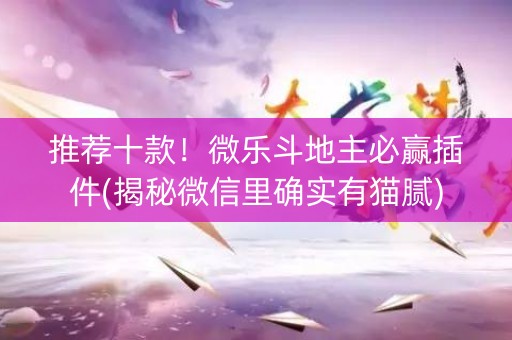 推荐十款！微乐斗地主必赢插件(揭秘微信里确实有猫腻)