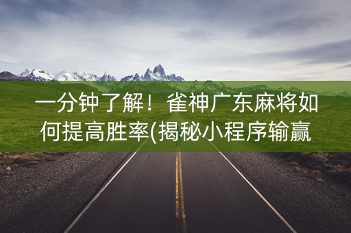 一分钟了解！雀神广东麻将如何提高胜率(揭秘小程序输赢规律)