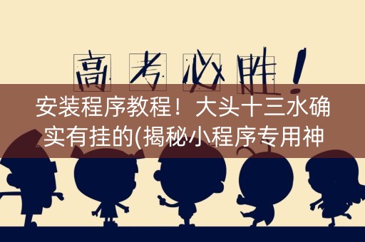 安装程序教程！大头十三水确实有挂的(揭秘小程序专用神器)
