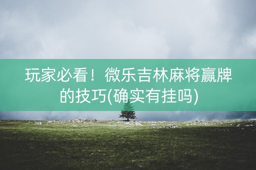 玩家必看！微乐吉林麻将赢牌的技巧(确实有挂吗)