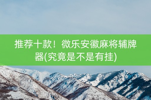 推荐十款！微乐安徽麻将辅牌器(究竟是不是有挂)