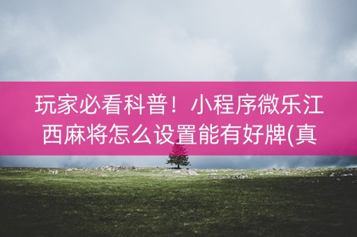 玩家必看科普！小程序微乐江西麻将怎么设置能有好牌(真的有挂确实有挂)