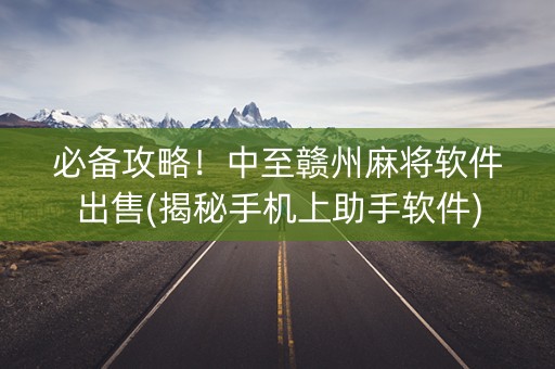 必备攻略！中至赣州麻将软件出售(揭秘手机上助手软件)