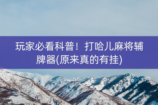 玩家必看科普！打哈儿麻将辅牌器(原来真的有挂)