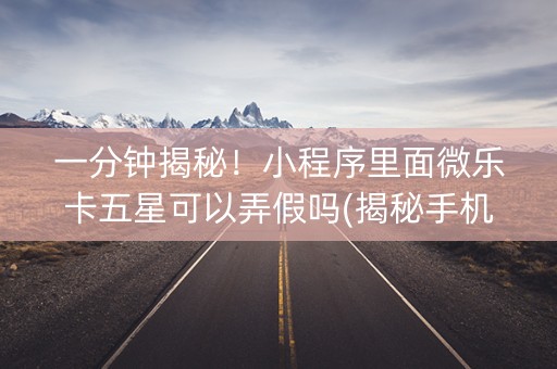 一分钟揭秘！小程序里面微乐卡五星可以弄假吗(揭秘手机上插件购买)