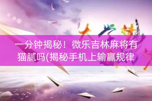 一分钟揭秘！微乐吉林麻将有猫腻吗(揭秘手机上输赢规律)