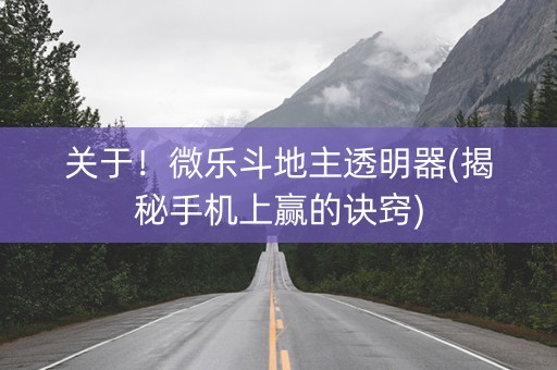 关于！微乐斗地主透明器(揭秘手机上赢的诀窍)