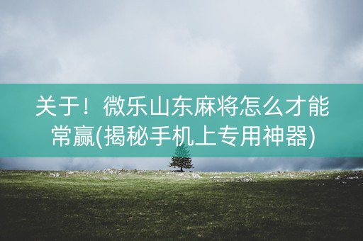 关于！微乐山东麻将怎么才能常赢(揭秘手机上专用神器)