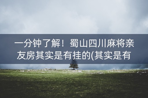 一分钟了解！蜀山四川麻将亲友房其实是有挂的(其实是有挂的)