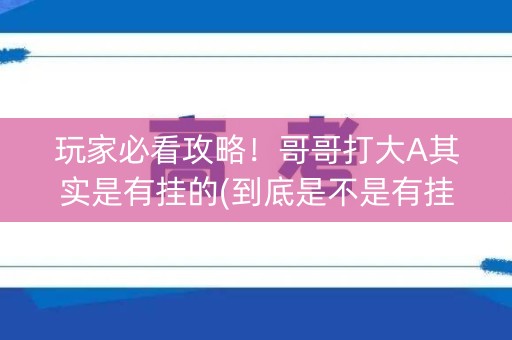 玩家必看攻略！哥哥打大A其实是有挂的(到底是不是有挂)