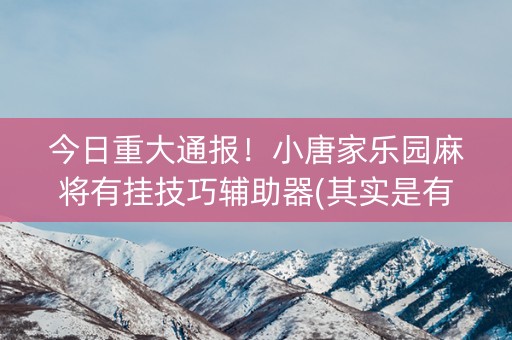 今日重大通报！小唐家乐园麻将有挂技巧辅助器(其实是有挂的)