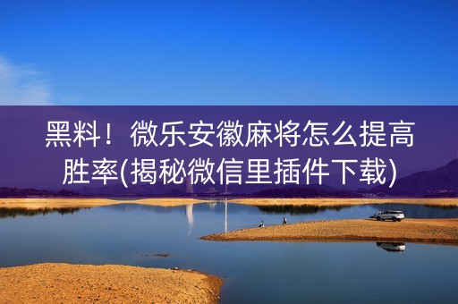黑料！微乐安徽麻将怎么提高胜率(揭秘微信里插件下载)